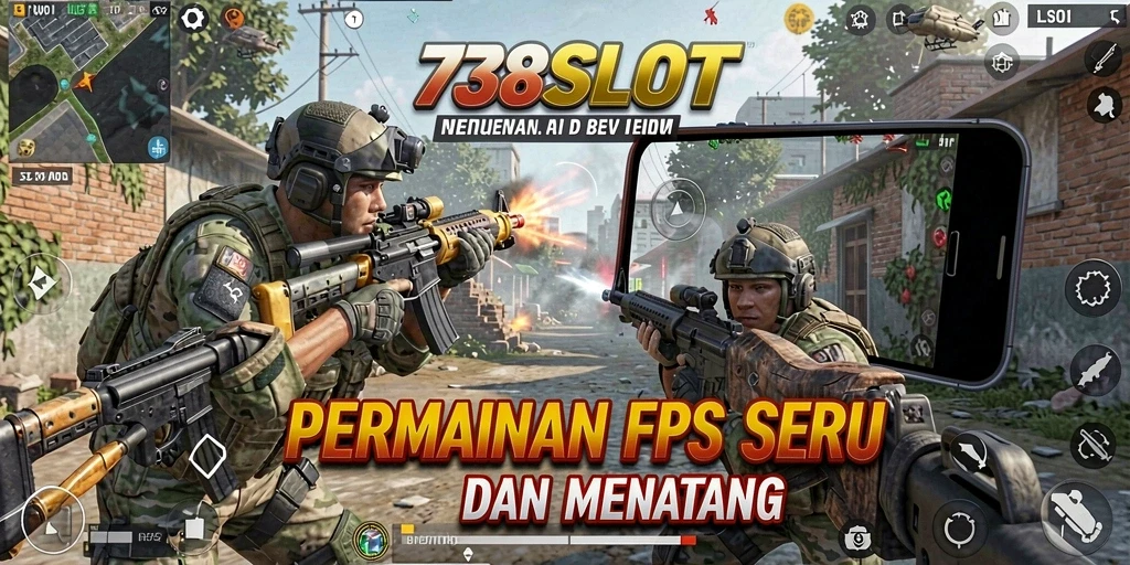 Tampak gameplay intens dengan aksi tembak-menembak di <strong>738SLOT</strong>.