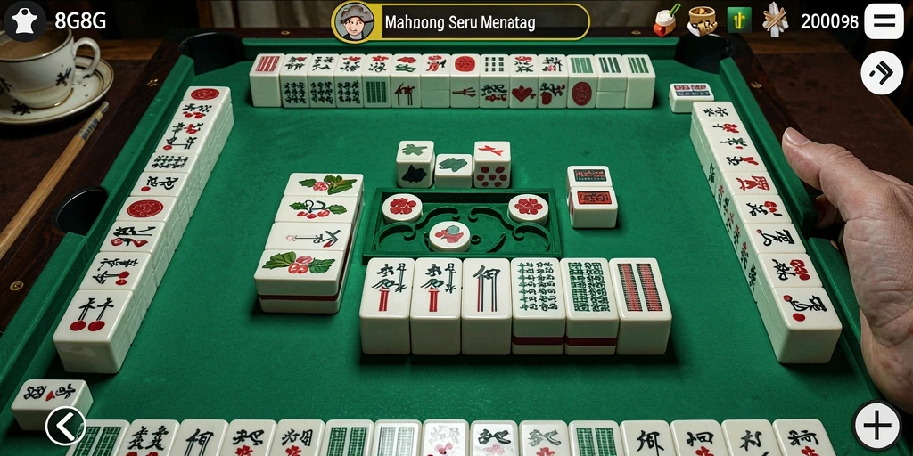 Tampilan gameplay menarik dari 8G8G dengan ubin Mahjong yang berwarna.