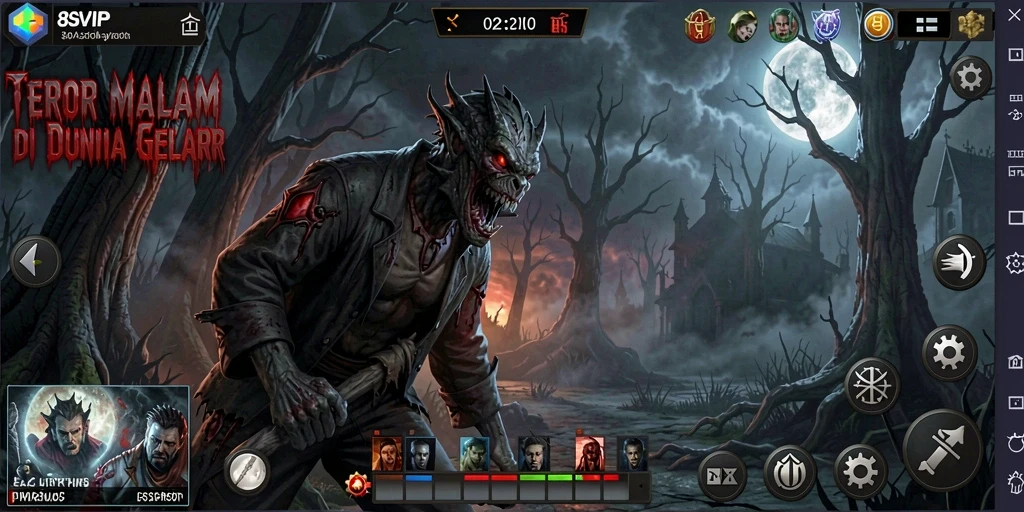 Screenshot gameplay 8SVIP menampilkan suasana mencekam yang menakutkan.