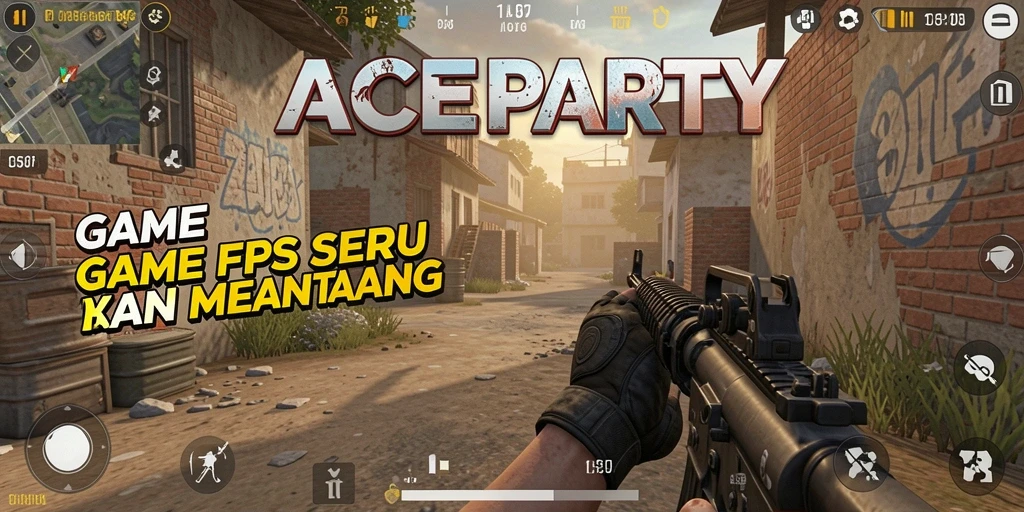 Screenshot gameplay ACEPARTY yang menunjukkan aksi seru dalam perang FPS.