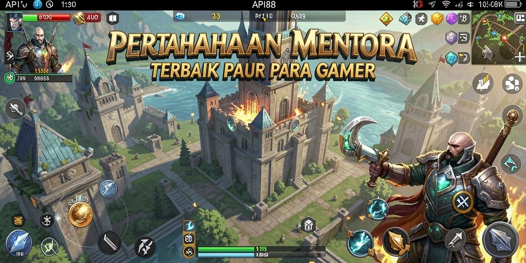 Screenshot dari gameplay seru di API88 memperlihatkan pertahanan menara yang strategis.