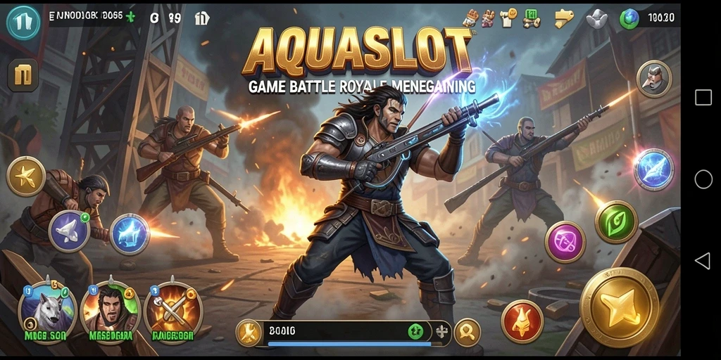 Screenshot menampilkan intensitas pertarungan di AQUASLOT dengan pemain yang beraksi.