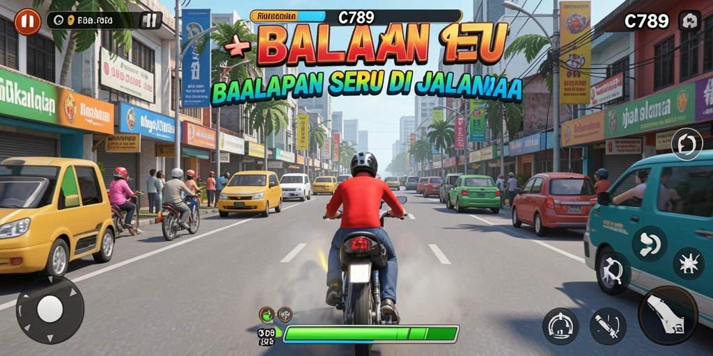 Gameplay balapan C789 yang mendebarkan di jalur yang menantang.