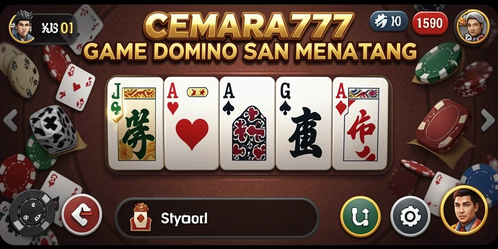 Tampilan gameplay seru CEMARA777 dengan elemen Domino yang menarik.