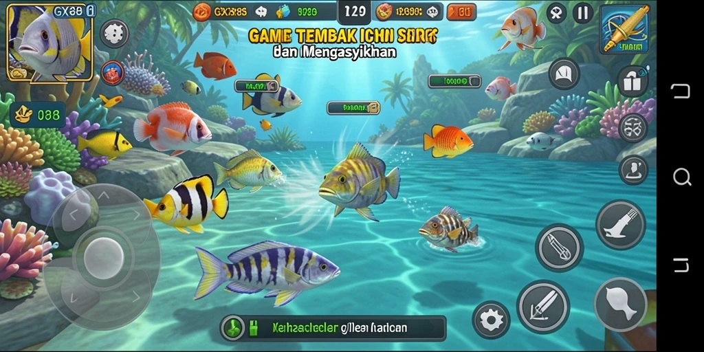 Tampilan gameplay seru di GX88 saat menembak ikan.
