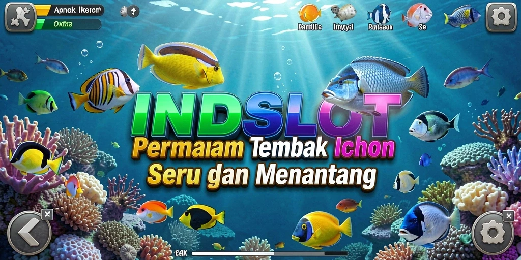 Tangkapan layar utama INDSLOT menampilkan gameplay seru Tembak Ikan.