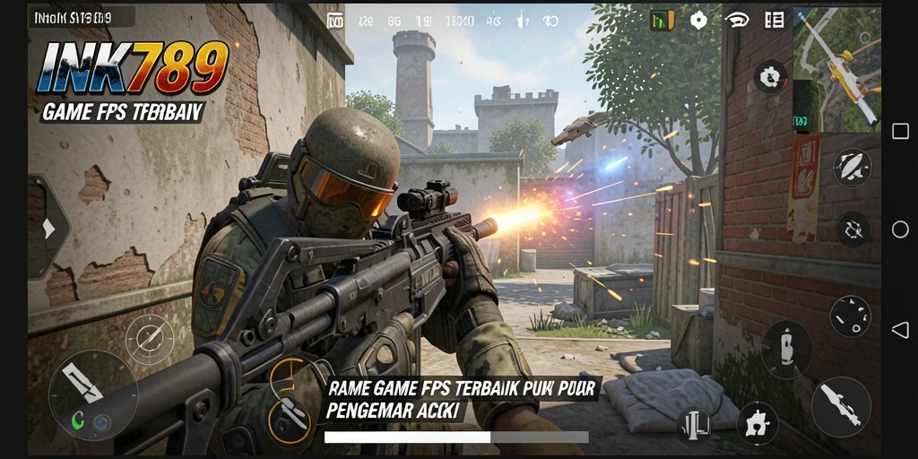 Tangkapan layar gameplay INK789 yang menampilkan aksi tembak-menembak.