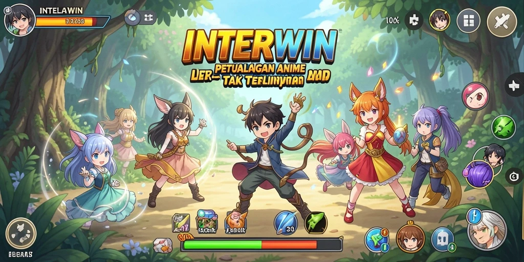 Tangkapan layar utama INTERWIN menunjukkan aksi seru dalam game Anime.