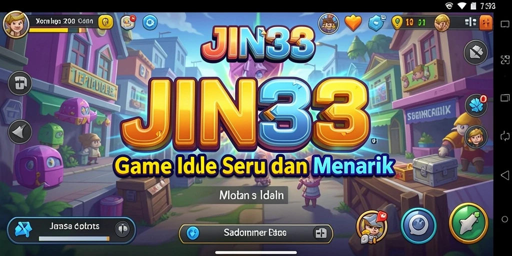 Screenshot gameplay utama JIN33 menampilkan karakter dan kerajaannya yang berkembang.