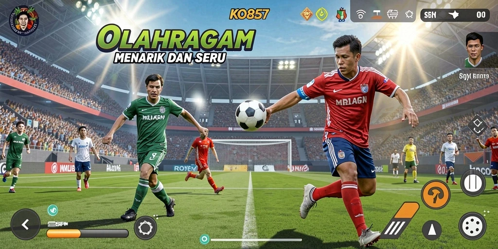 Screenshot gameplay KO857 menampilkan aksi seru di arena olahraga.