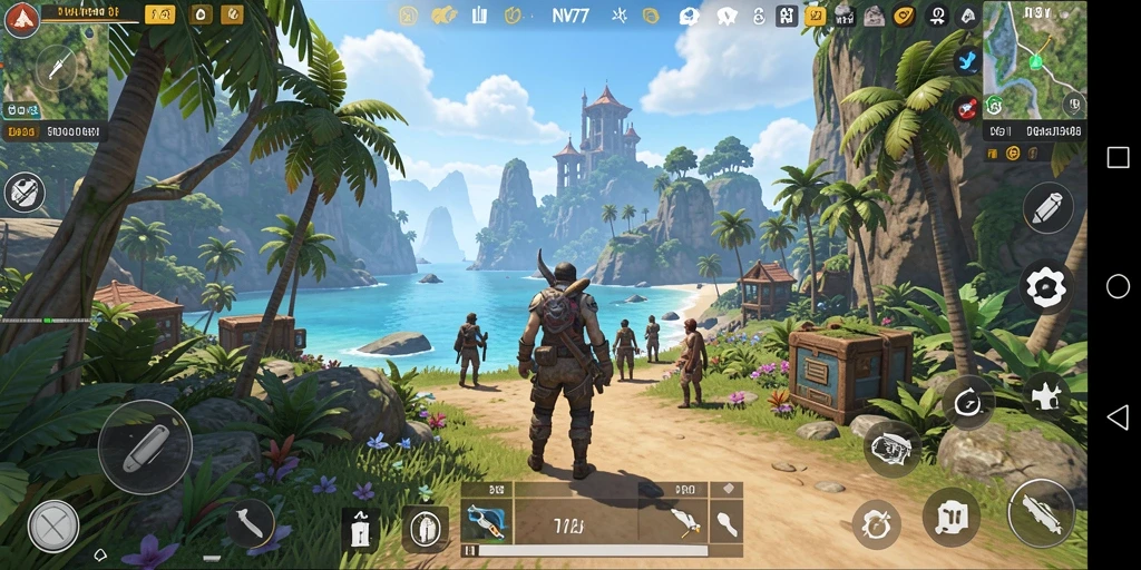 Tampilan gameplay NV77 yang menunjukkan petualangan seru di dunia terbuka.