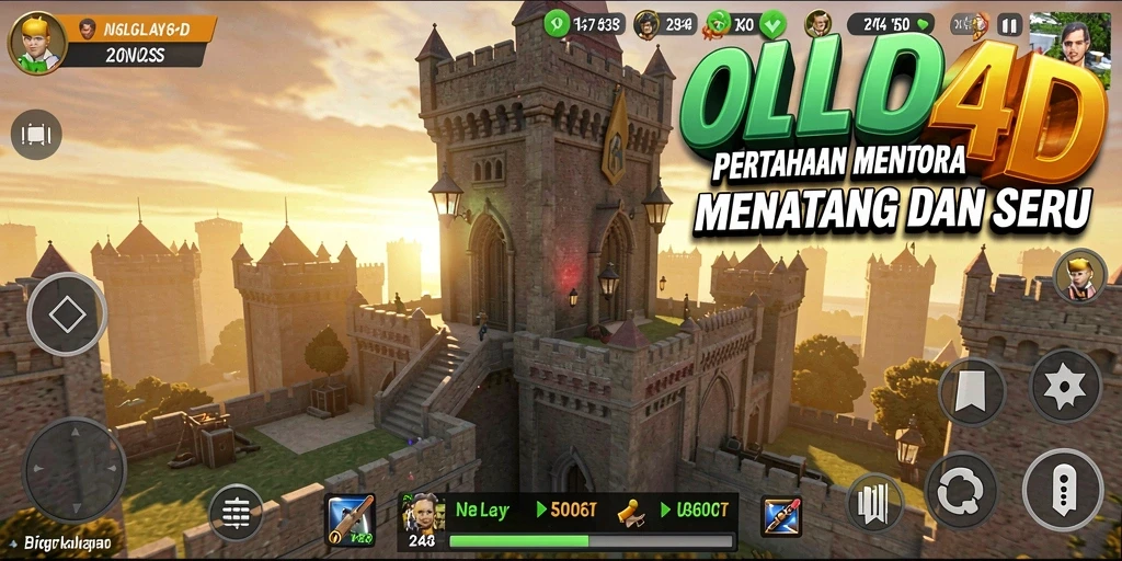 Screenshot OLLO4D menampilkan aksi menara pertahanan yang dinamis.