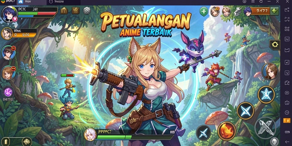 Screenshot gameplay PCPC7 menampilkan aksi seru dan karakter Anime yang menawan.