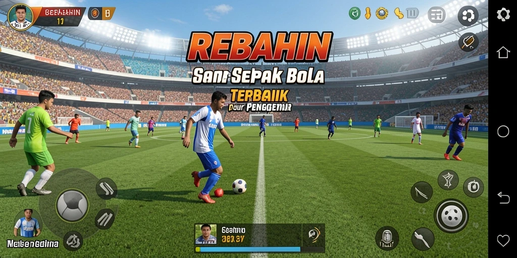 Tampilan gameplay menarik dari REBAHIN saat pertandingan sepak bola.
