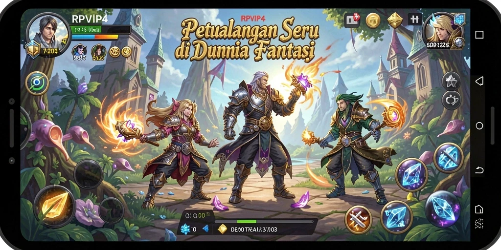 Tampilan gameplay RPVIP4 yang menampilkan eksplorasi dunia petualangan.