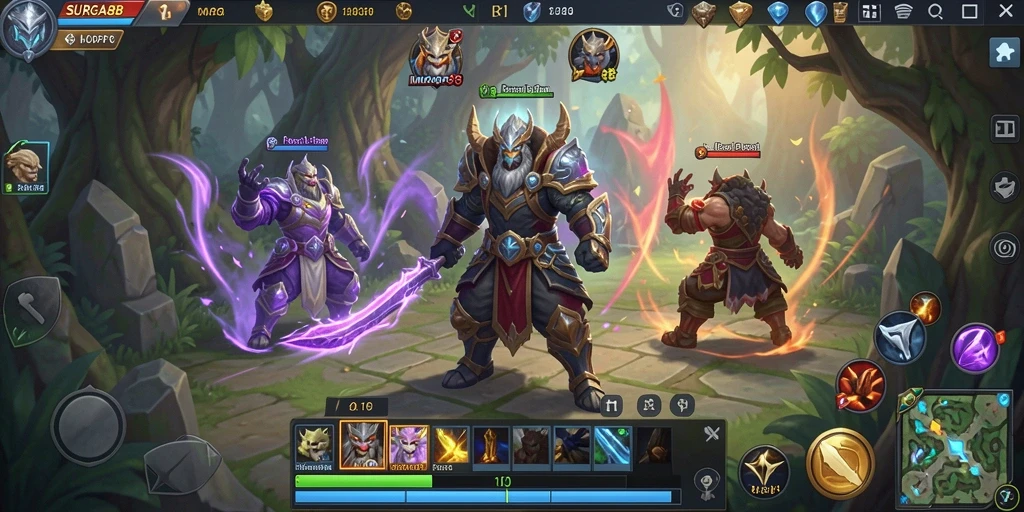 Tangkapan layar gameplay SURGA88 yang menunjukkan aksi seru dalam pertempuran.