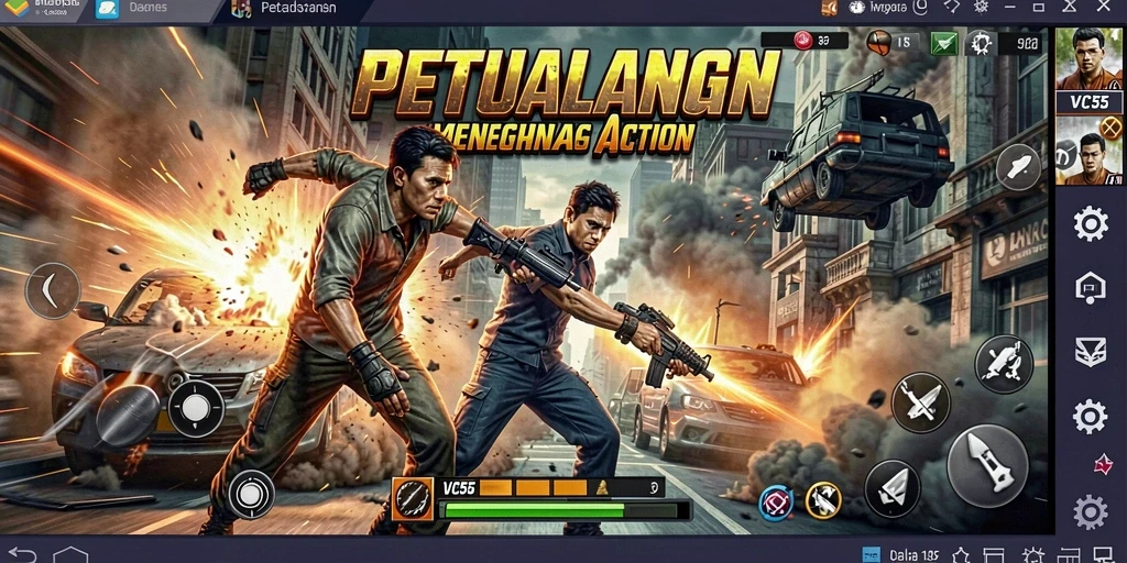 Tangkapan layar utama VC55 menampilkan gameplay aksi yang mendebarkan.